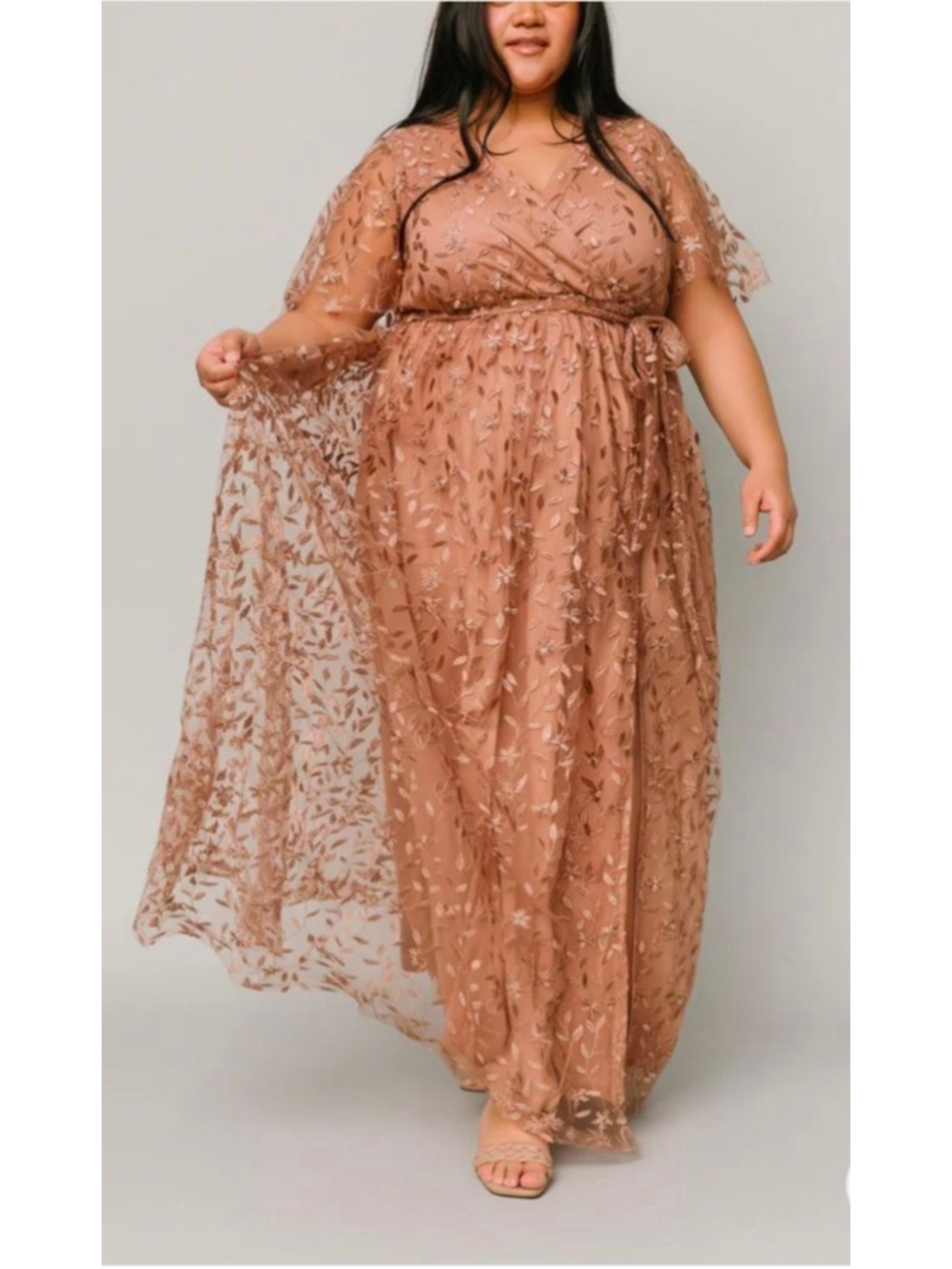 Nwt BALTIC BORN Plus 3X Champagne Marseille Embossed Maxi Dress